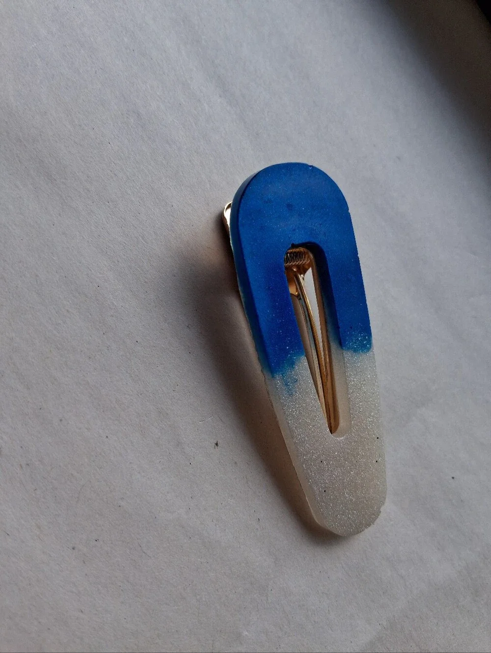 5/$25 Hand Crafted Blue to White Glitter Ombre Hair Clip